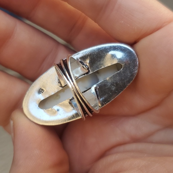 New Oversized Dendritic Opal 925 Silver Statement Ring. - Picture 12 of 15